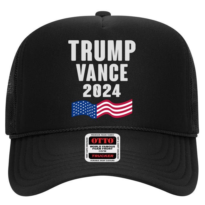 Trump Vance 2024 High Crown Mesh Back Trucker Hat