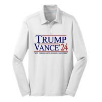 Trump Vance 24 Not Friends With School Shooters Silk Touch Performance Long Sleeve Polo