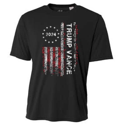 Trump Vance 2024 Us Flag Vintage Election President 2024 Cooling Performance Crew T-Shirt