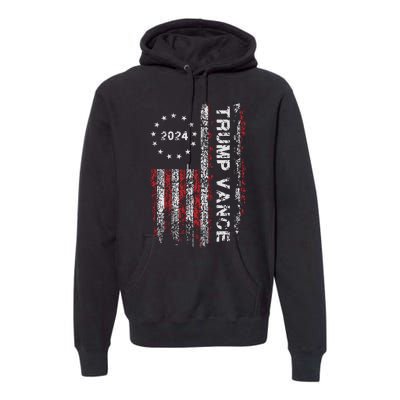 Trump Vance 2024 Us Flag Vintage Election President 2024 Premium Hoodie