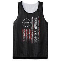 Trump Vance 2024 Us Flag Vintage Election President 2024 Mesh Reversible Basketball Jersey Tank