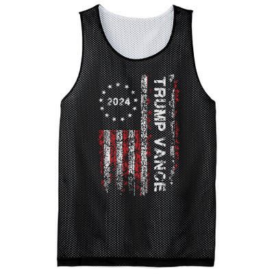 Trump Vance 2024 Us Flag Vintage Election President 2024 Mesh Reversible Basketball Jersey Tank