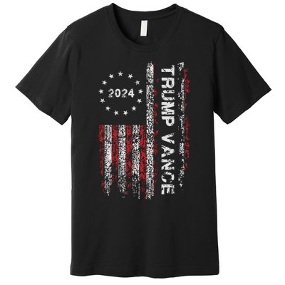 Trump Vance 2024 Us Flag Vintage Election President 2024 Premium T-Shirt