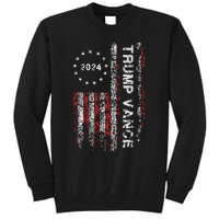 Trump Vance 2024 Us Flag Vintage Election President 2024 Tall Sweatshirt