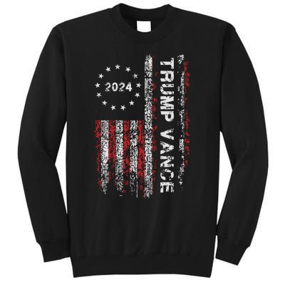 Trump Vance 2024 Us Flag Vintage Election President 2024 Tall Sweatshirt