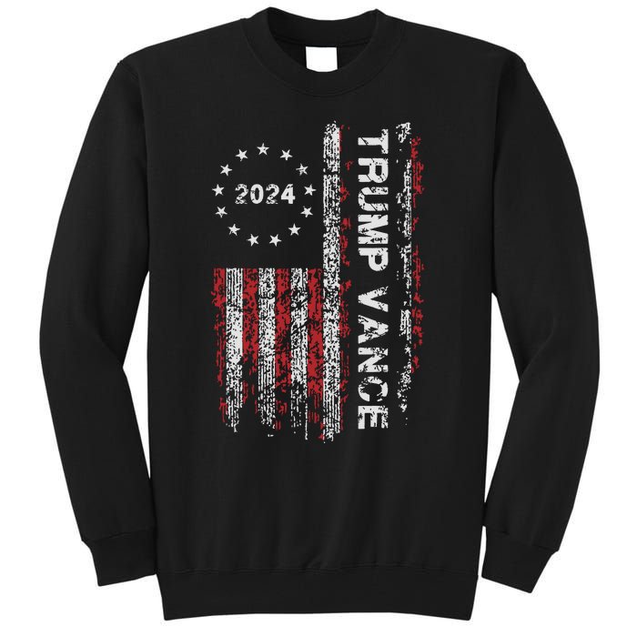 Trump Vance 2024 Us Flag Vintage Election President 2024 Tall Sweatshirt