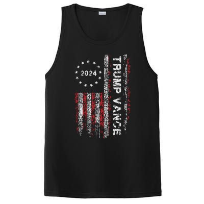 Trump Vance 2024 Us Flag Vintage Election President 2024 PosiCharge Competitor Tank