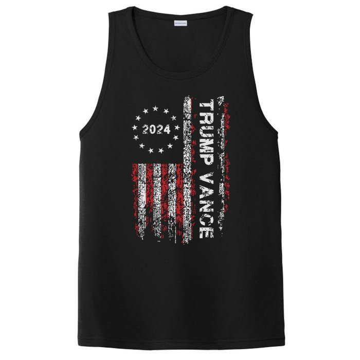 Trump Vance 2024 Us Flag Vintage Election President 2024 PosiCharge Competitor Tank