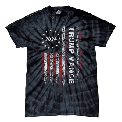 Trump Vance 2024 Us Flag Vintage Election President 2024 Tie-Dye T-Shirt