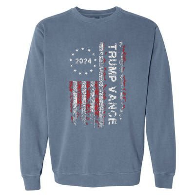 Trump Vance 2024 Us Flag Vintage Election President 2024 Garment-Dyed Sweatshirt