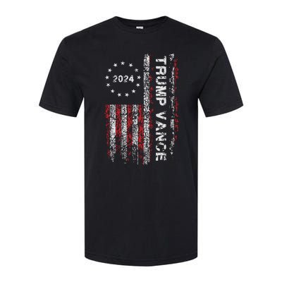 Trump Vance 2024 Us Flag Vintage Election President 2024 Softstyle CVC T-Shirt