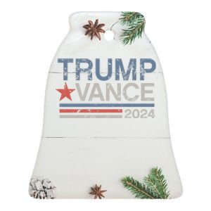 Trump Vance 2024 Retro Stripe Trump Jd Vance Ceramic Bell Ornament