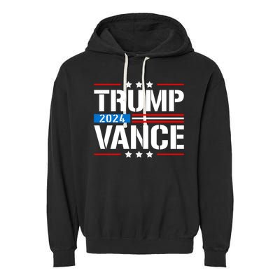 Trump Vance 2024 Vote Trump Retro Vintage Usa Flag Style Garment-Dyed Fleece Hoodie