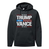 Trump Vance 2024 Vote Trump Retro Vintage Usa Flag Style Performance Fleece Hoodie