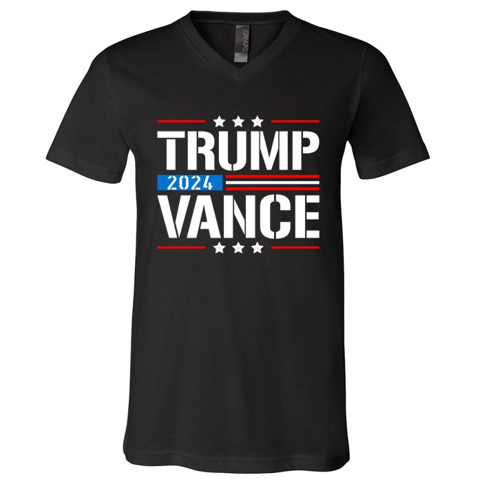 Trump Vance 2024 Vote Trump Retro Vintage Usa Flag Style V-Neck T-Shirt