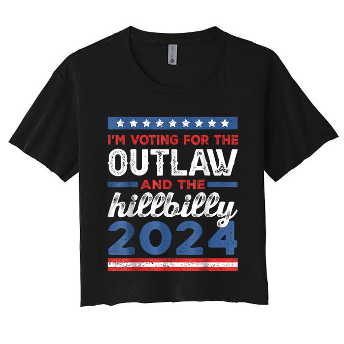 Trump Vance 2024 Donald Trump J.D. Vance Outlaw Hillbilly Women's Crop Top Tee