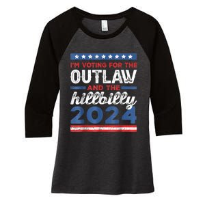 Trump Vance 2024 Donald Trump J.D. Vance Outlaw Hillbilly Women's Tri-Blend 3/4-Sleeve Raglan Shirt