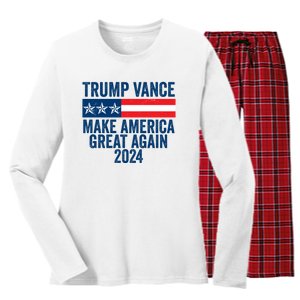 Trump Vance 2024 Make America Great Again Women's Long Sleeve Flannel Pajama Set 