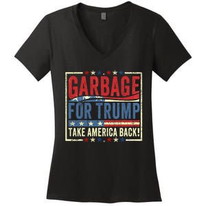 Trump Vance 2024 Proud To Be Garbage Presidential Election Women's V-Neck T-Shirt