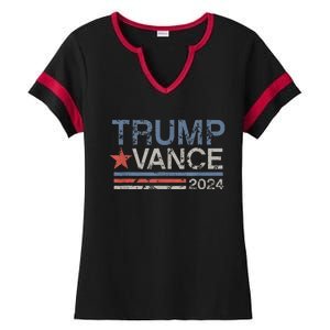 Trump Vance 2024 Retro Stripe Trump Jd Vance Ladies Halftime Notch Neck Tee