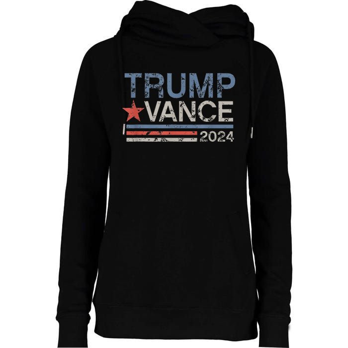 Trump Vance 2024 Retro Stripe Trump Jd Vance Womens Funnel Neck Pullover Hood