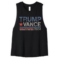 Trump Vance 2024 Retro Stripe Trump Jd Vance Women's Racerback Cropped Tank