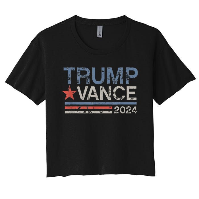 Trump Vance 2024 Retro Stripe Trump Jd Vance Women's Crop Top Tee