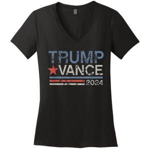 Trump Vance 2024 Retro Stripe Trump Jd Vance Women's V-Neck T-Shirt