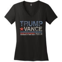 Trump Vance 2024 Retro Stripe Trump Jd Vance Women's V-Neck T-Shirt