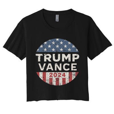 Trump Vance 2024 Vintage Button Usa Women's Crop Top Tee