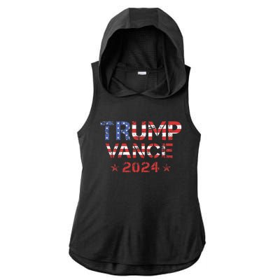 Trump Vance 2024 Vintage Patriotic Ladies PosiCharge Tri-Blend Wicking Draft Hoodie Tank