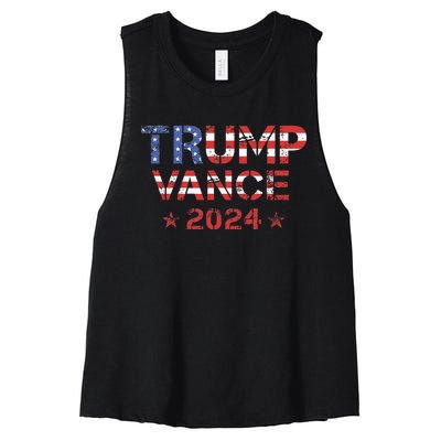 Trump Vance 2024 Vintage Patriotic Women's Racerback Cropped Tank