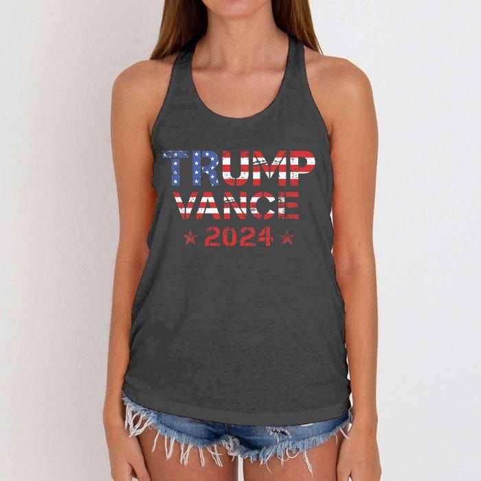 Trump Vance 2024 Vintage Patriotic Women's Knotted Racerback Tank