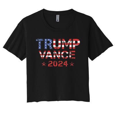 Trump Vance 2024 Vintage Patriotic Women's Crop Top Tee