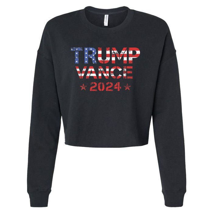 Trump Vance 2024 Vintage Patriotic Cropped Pullover Crew