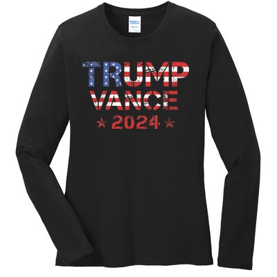 Trump Vance 2024 Vintage Patriotic Ladies Long Sleeve Shirt