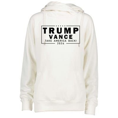 Trump Vance 2024 Take America Back Blackout Logo Womens Funnel Neck Pullover Hood