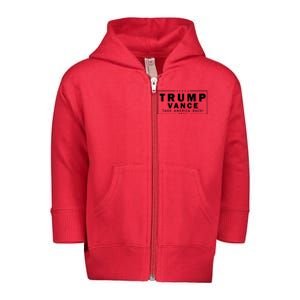 Trump Vance 2024 Take America Back Blackout Logo Toddler Zip Fleece Hoodie