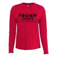 Trump Vance 2024 Take America Back Blackout Logo Womens Cotton Relaxed Long Sleeve T-Shirt