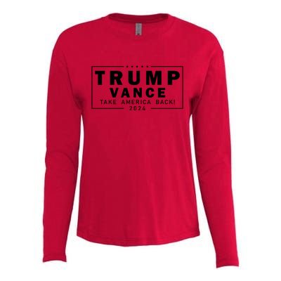 Trump Vance 2024 Take America Back Blackout Logo Womens Cotton Relaxed Long Sleeve T-Shirt