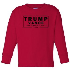 Trump Vance 2024 Take America Back Blackout Logo Toddler Long Sleeve Shirt