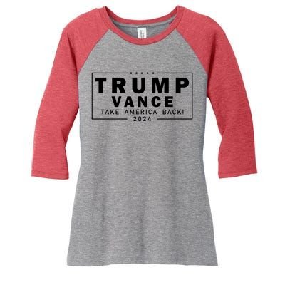 Trump Vance 2024 Take America Back Blackout Logo Women's Tri-Blend 3/4-Sleeve Raglan Shirt