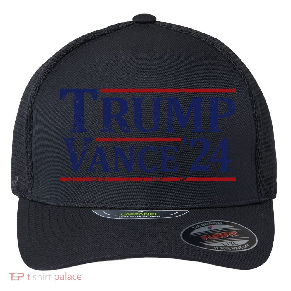 Trump Vance 24 Vintage 2024 Maga Flexfit Unipanel Trucker Cap