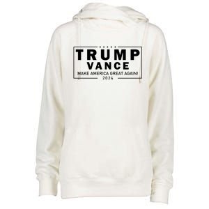 Trump Vance 2024 Make America Great Again Maga Blackout Logo Womens Funnel Neck Pullover Hood