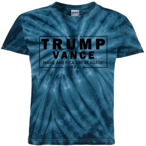 Trump Vance 2024 Make America Great Again Maga Blackout Logo Kids Tie-Dye T-Shirt