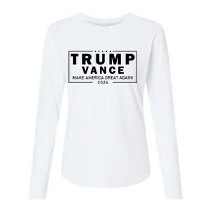 Trump Vance 2024 Make America Great Again Maga Blackout Logo Womens Cotton Relaxed Long Sleeve T-Shirt