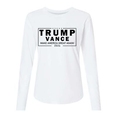 Trump Vance 2024 Make America Great Again Maga Blackout Logo Womens Cotton Relaxed Long Sleeve T-Shirt