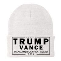 Trump Vance 2024 Make America Great Again Maga Blackout Logo Knit Cap Winter Beanie