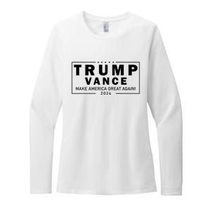 Trump Vance 2024 Make America Great Again Maga Blackout Logo Womens CVC Long Sleeve Shirt