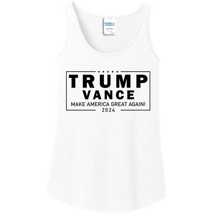 Trump Vance 2024 Make America Great Again Maga Blackout Logo Ladies Essential Tank